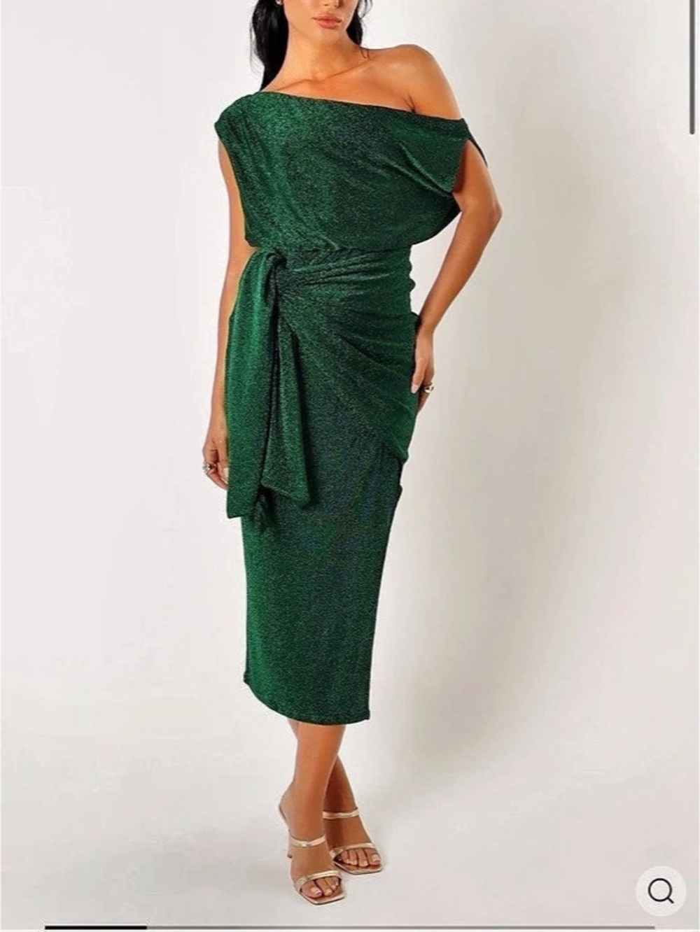 Petal & Pup Santiago Off Shoulder Midi Dress Green XL